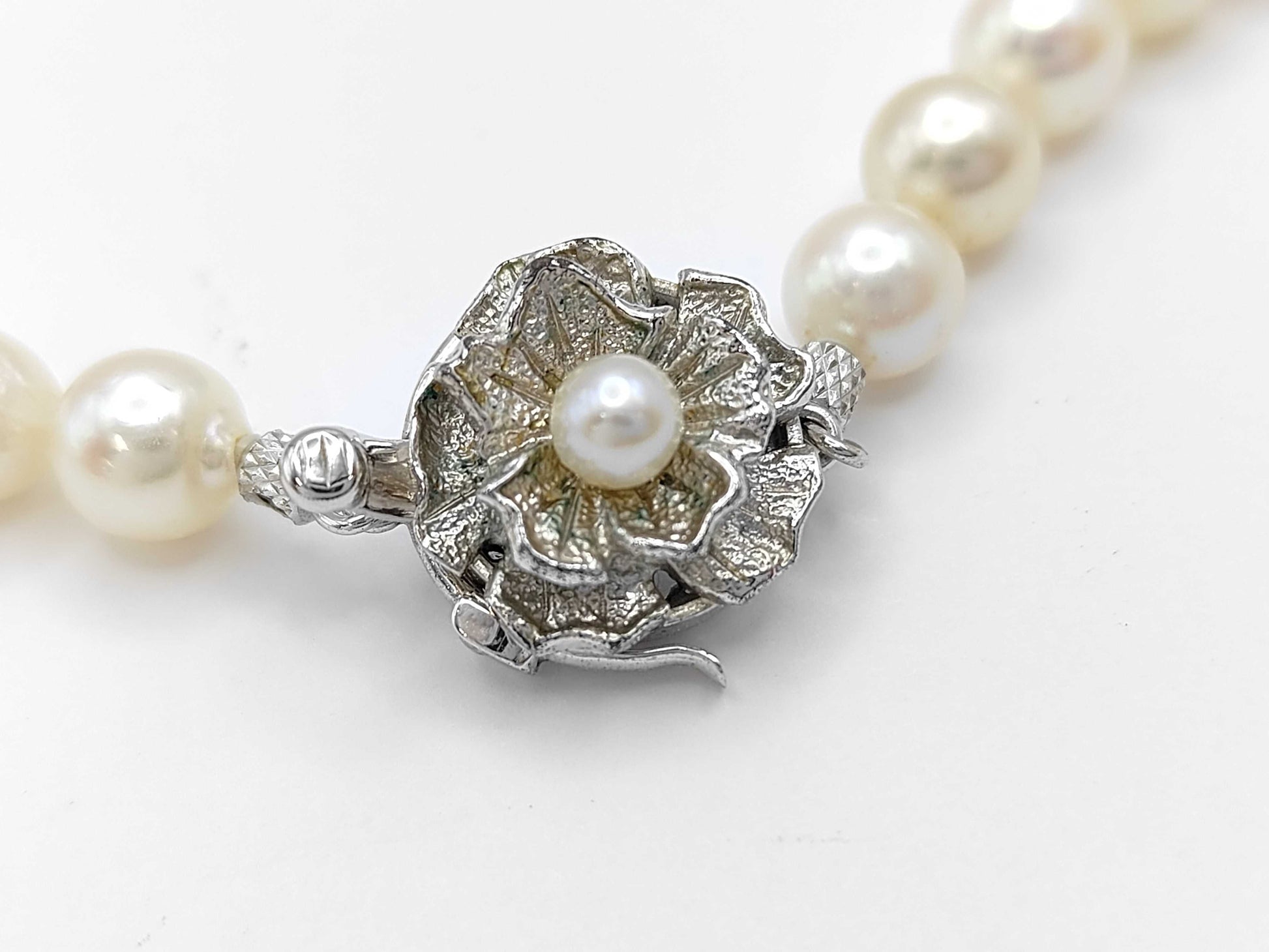 Semi-Round Pearl Necklace, Diameter: Approx. 7.0-7.4mm, Sterling Silver, 31.9g 