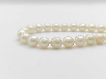Semi-Round Pearl Necklace, Diameter: Approx. 7.0-7.4mm, Sterling Silver, 31.9g 