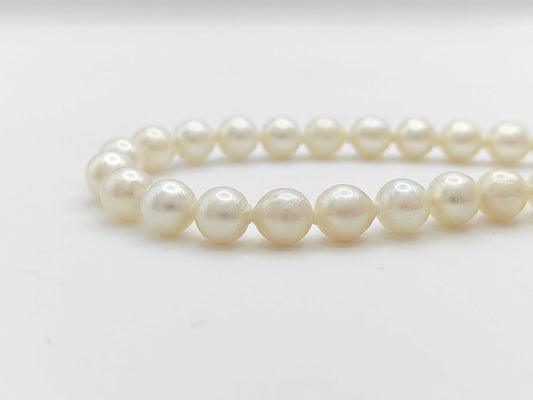 Semi-Round Pearl Necklace, Diameter: Approx. 7.0-7.4mm, Sterling Silver, 31.9g 