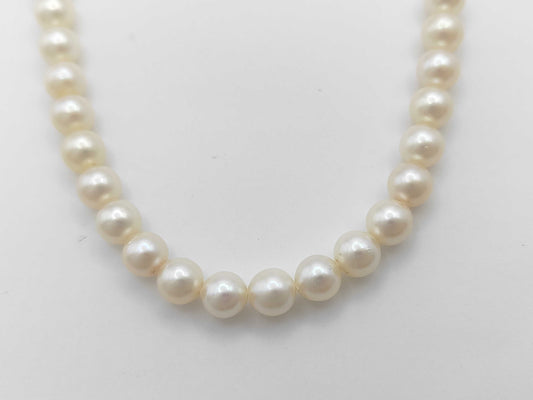 Pearl Necklace, Diameter: Approx. 6.9-7.4mm, Sterling Silver, 30.4g 