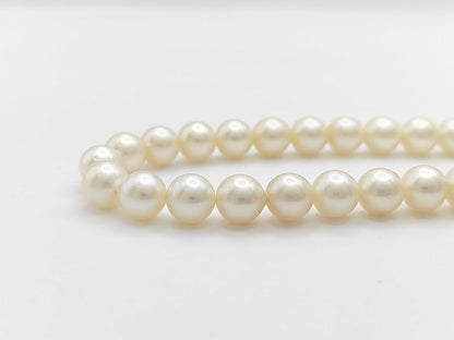 Pearl Necklace, Diameter: Approx. 6.9-7.4mm, Sterling Silver, 30.4g 