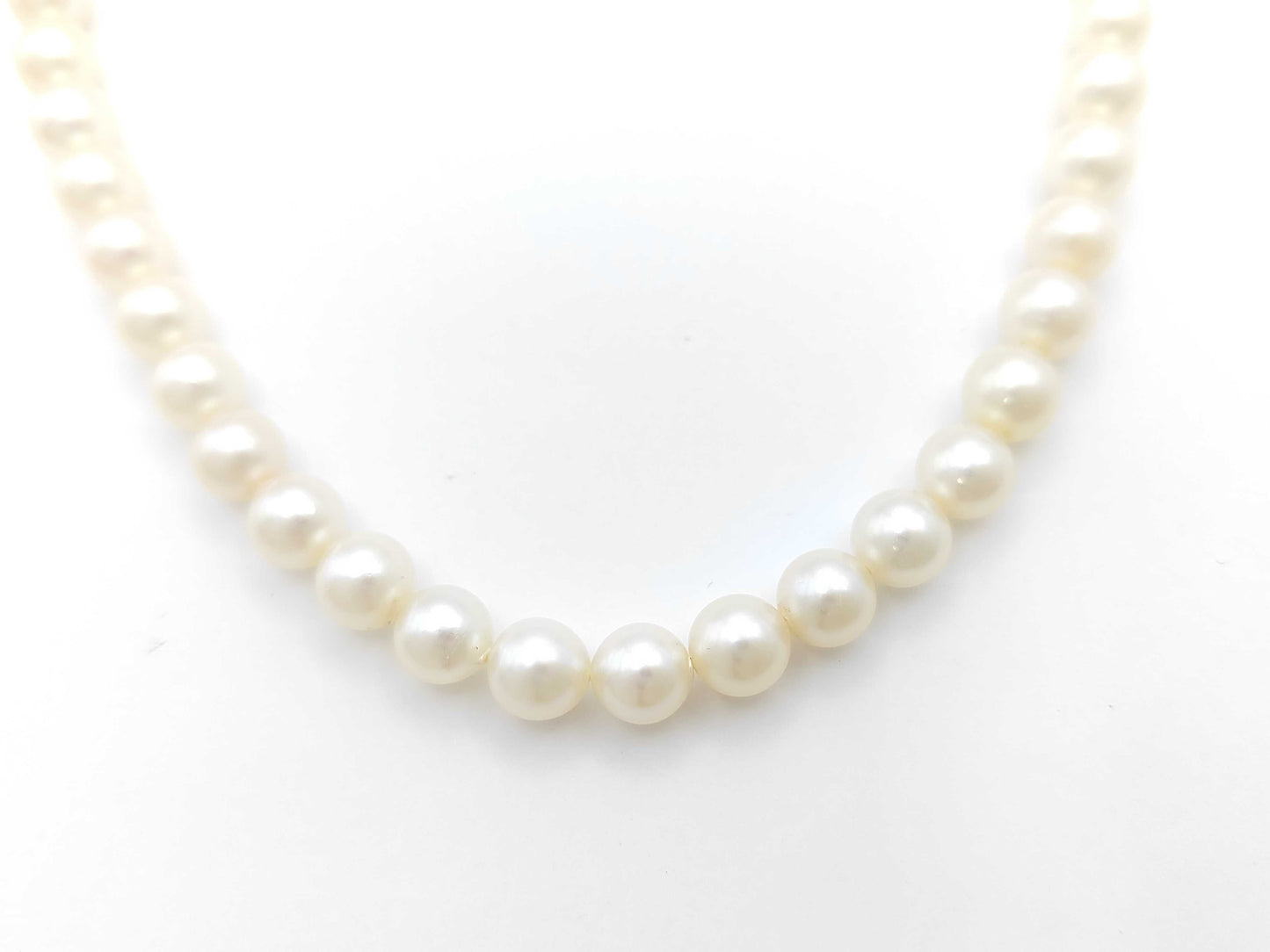 Pearl Necklace, Diameter: Approx. 6.9-7.4mm, Sterling Silver, 30.4g 