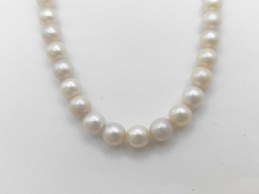 Semi-Round Pearl Necklace, Diameter: Approx. 7.0-7.4mm, Sterling Silver, 30.5g 
