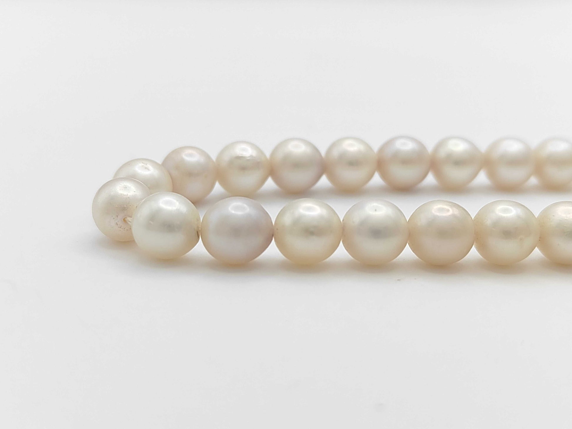Semi-Round Pearl Necklace, Diameter: Approx. 7.0-7.4mm, Sterling Silver, 30.5g 