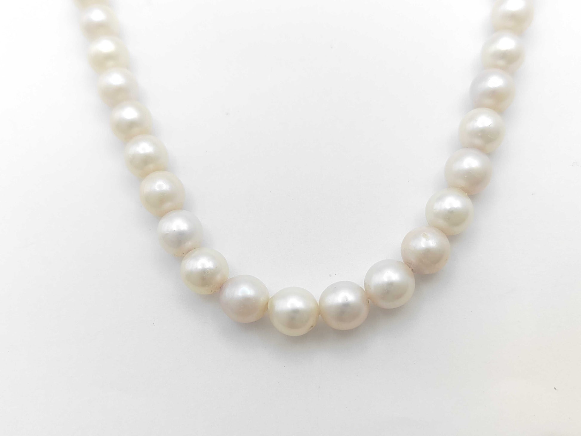 Semi-Round Pearl Necklace, Diameter: Approx. 7.0-7.4mm, Sterling Silver, 30.5g 