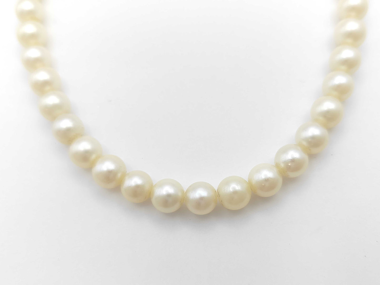 Pearl Necklace, Diameter: Approx. 7.0-7.3mm, Sterling Silver, 29.5g 