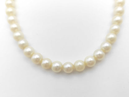 Pearl Necklace, Diameter: Approx. 7.0-7.3mm, Sterling Silver, 29.5g 