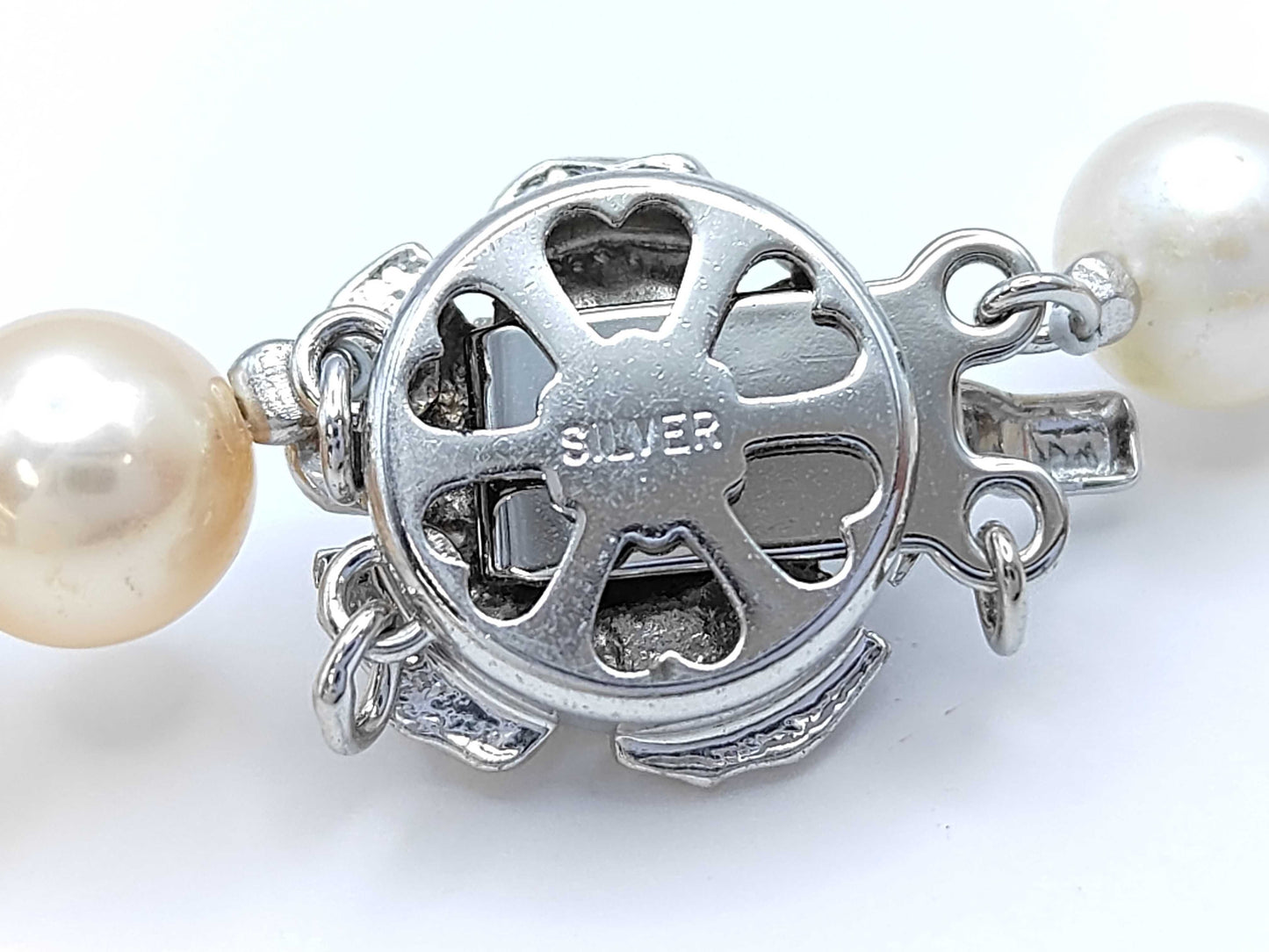 Pearl Necklace, Diameter: Approx. 7.0-7.3mm, Sterling Silver, 29.5g 