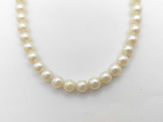 Pearl Necklace, Diameter: Approx. 7.0-7.3mm, Sterling Silver, 29.5g 