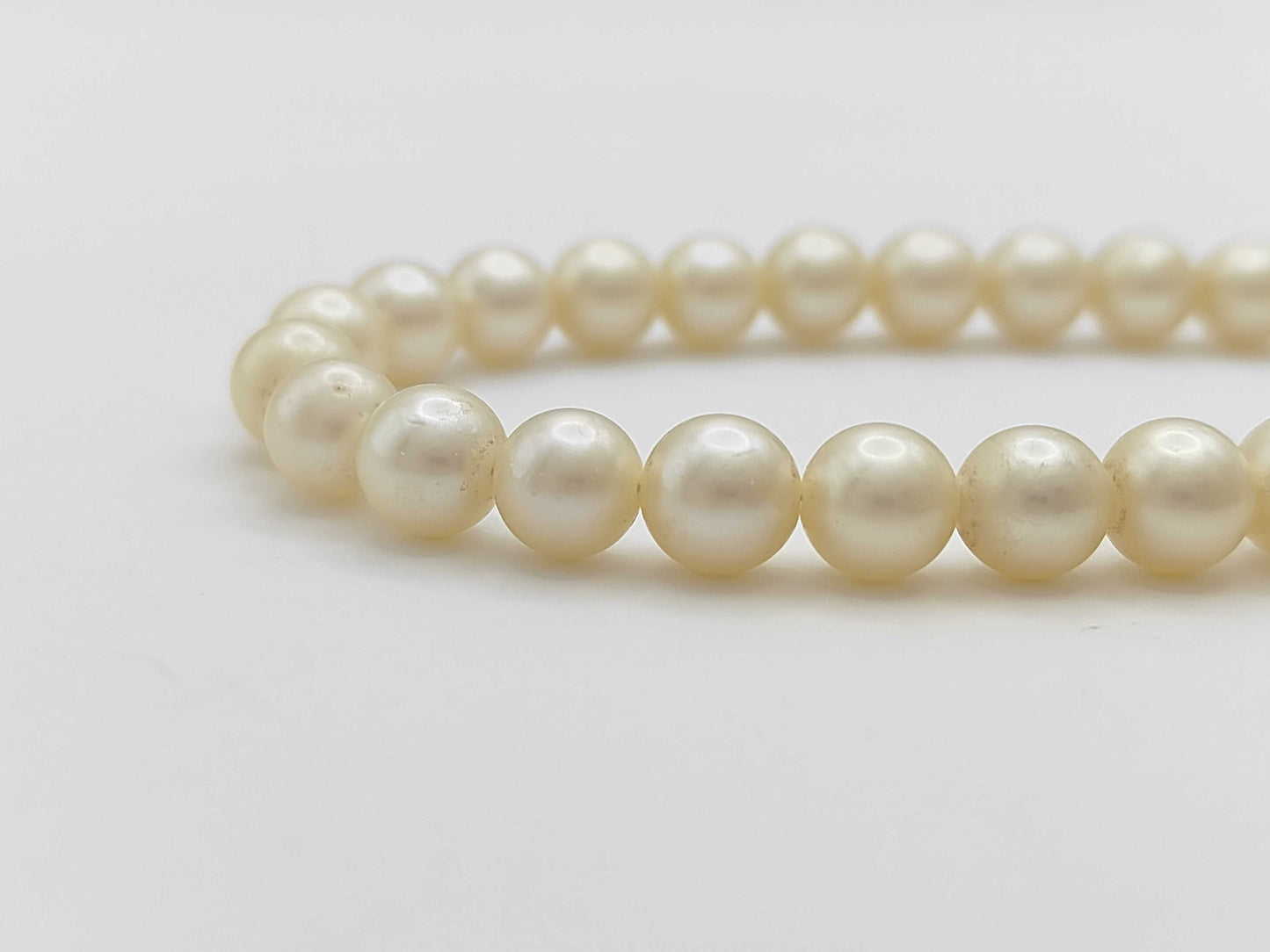Pearl Necklace, Diameter: Approx. 7.0-7.3mm, Sterling Silver, 29.5g 