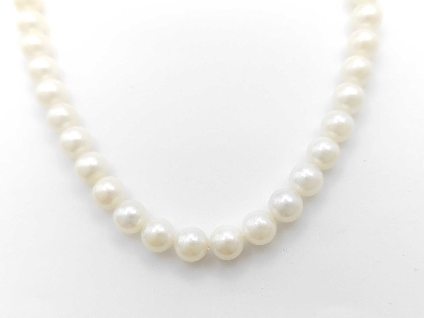 Pearl Necklace, Diameter: Approx. 6.4-6.8mm, Sterling Silver, 27.3g 