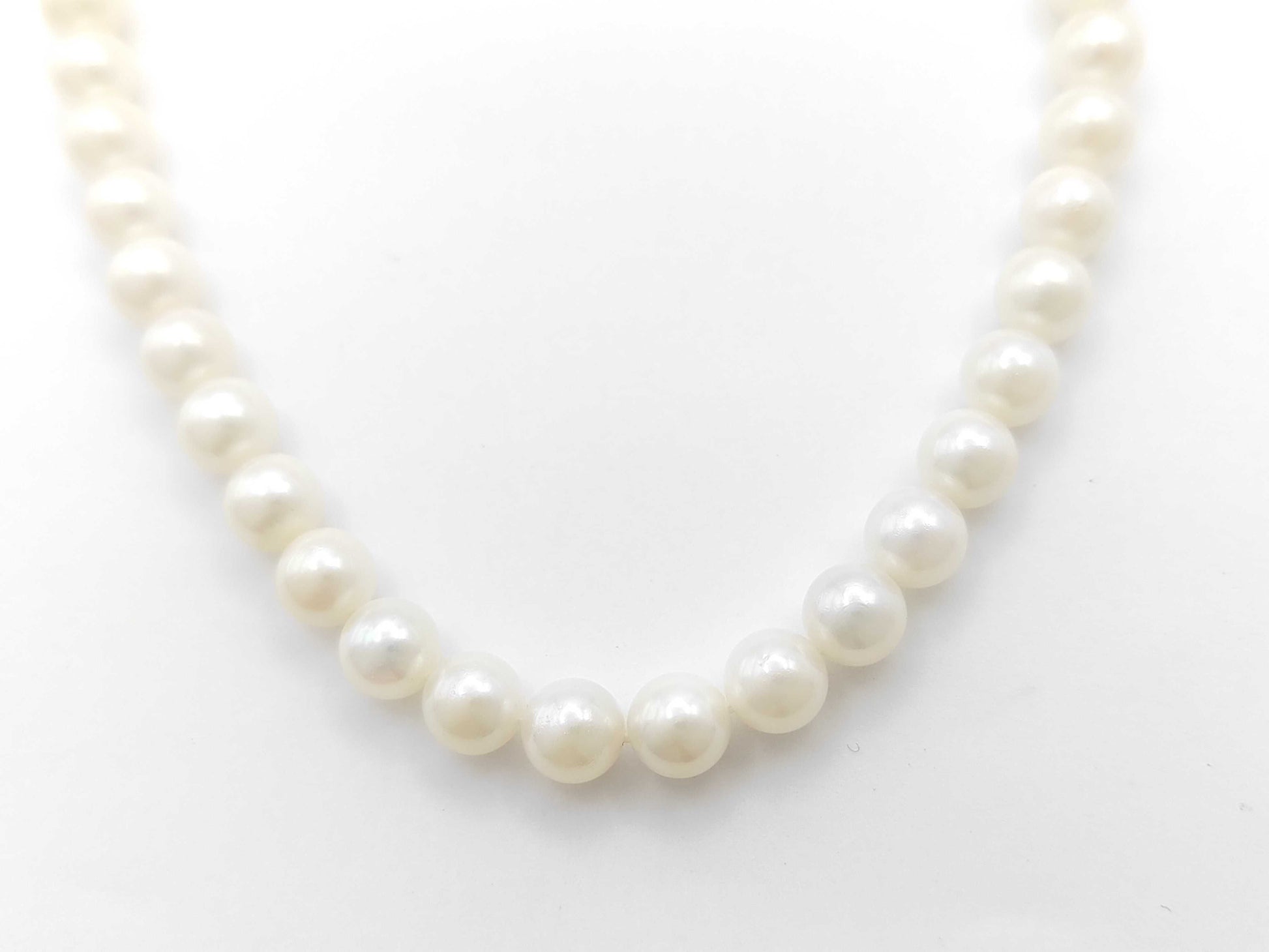 Pearl Necklace, Diameter: Approx. 6.4-6.8mm, Sterling Silver, 27.3g 