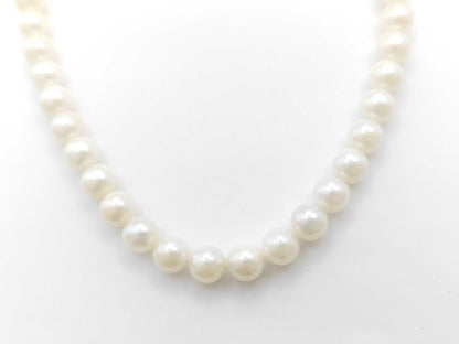 Pearl Necklace, Diameter: Approx. 6.4-6.8mm, Sterling Silver, 27.3g 
