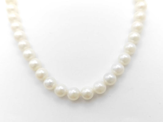 Pearl Necklace, Diameter: Approx. 6.4-6.8mm, Sterling Silver, 27.3g 