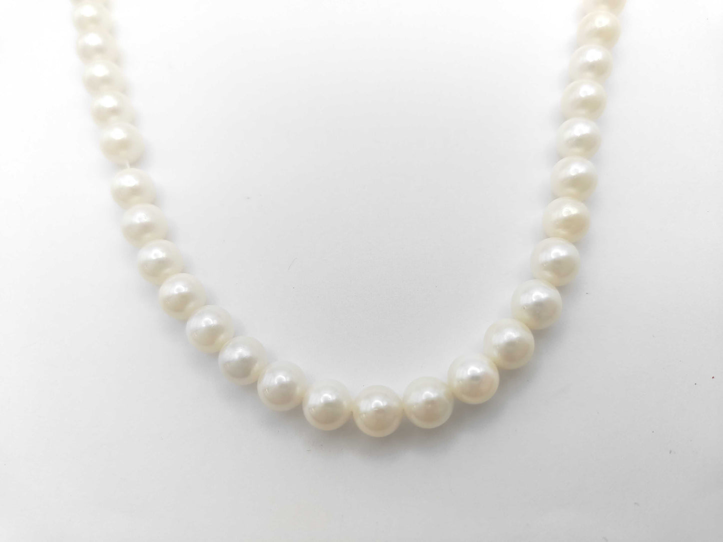 Pearl Necklace, Diameter: Approx. 6.4-6.8mm, Sterling Silver, 27.3g 