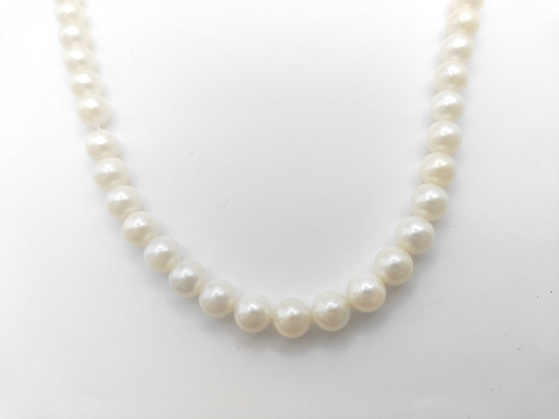 Pearl Necklace, Diameter: Approx. 6.4-6.8mm, Sterling Silver, 27.3g 