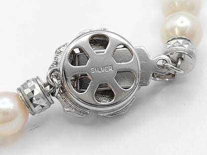 Pearl Necklace, Diameter: Approx. 6.4-6.8mm, Sterling Silver, 29.8g 