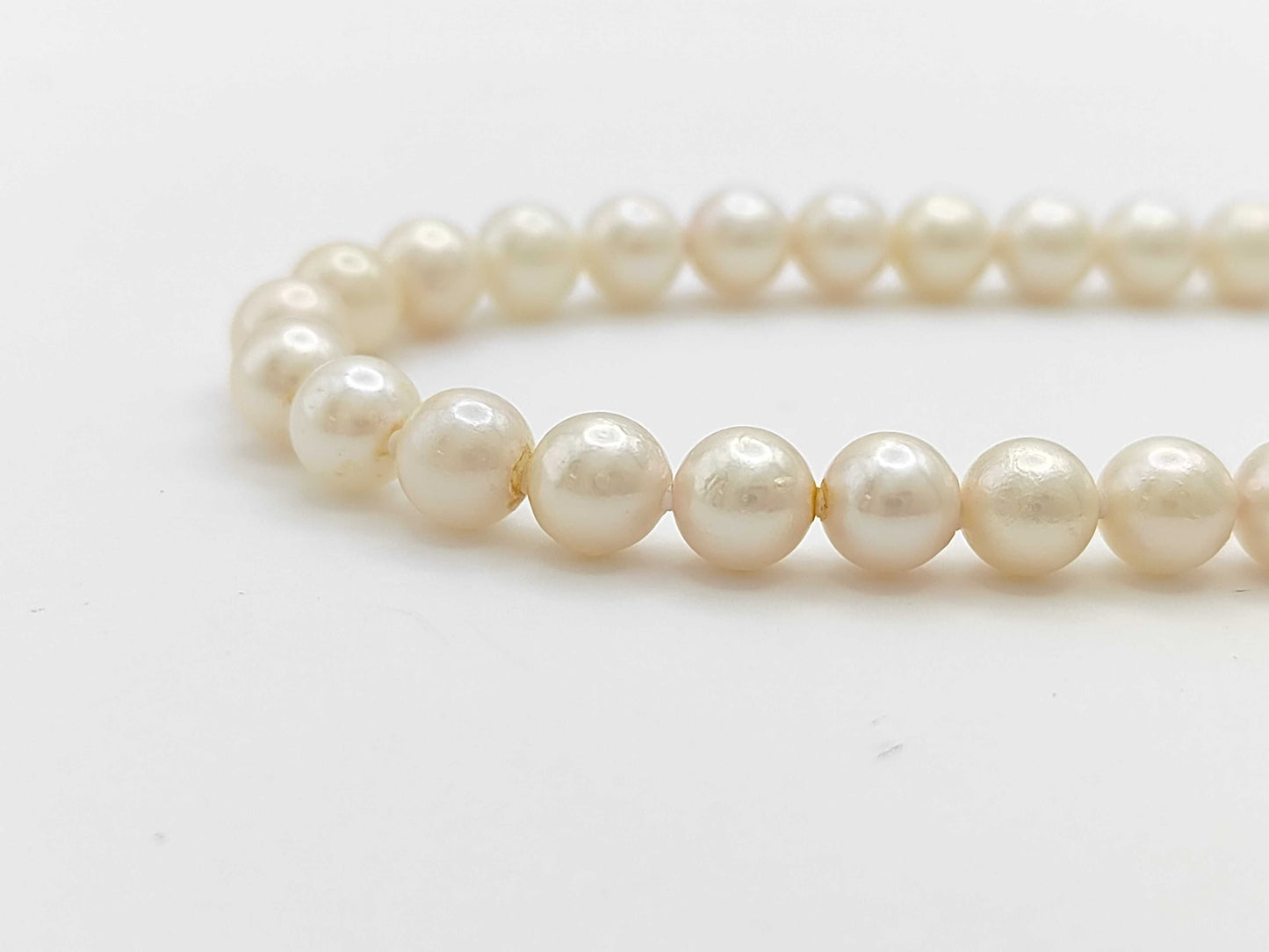 Pearl Necklace, Diameter: Approx. 6.4-6.8mm, Sterling Silver, 29.8g 