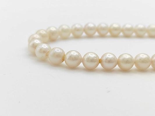 Pearl Necklace, Diameter: Approx. 6.4-6.8mm, Sterling Silver, 29.8g 
