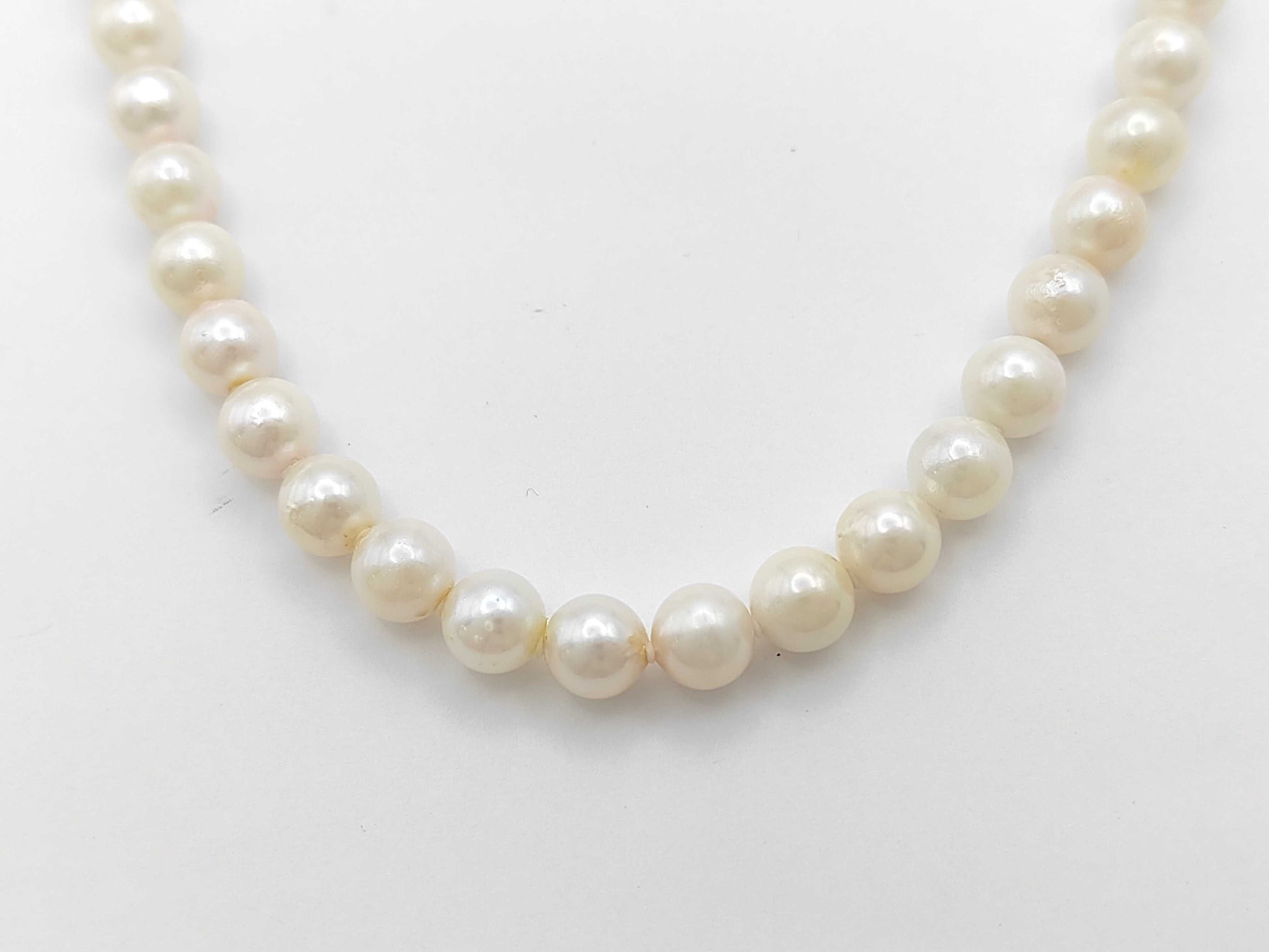 Pearl Necklace, Diameter: Approx. 6.4-6.8mm, Sterling Silver, 29.8g 