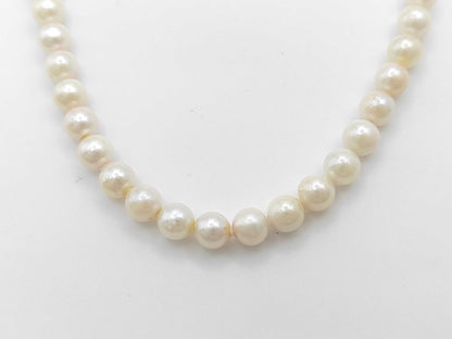 Pearl Necklace, Diameter: Approx. 6.4-6.8mm, Sterling Silver, 29.8g 