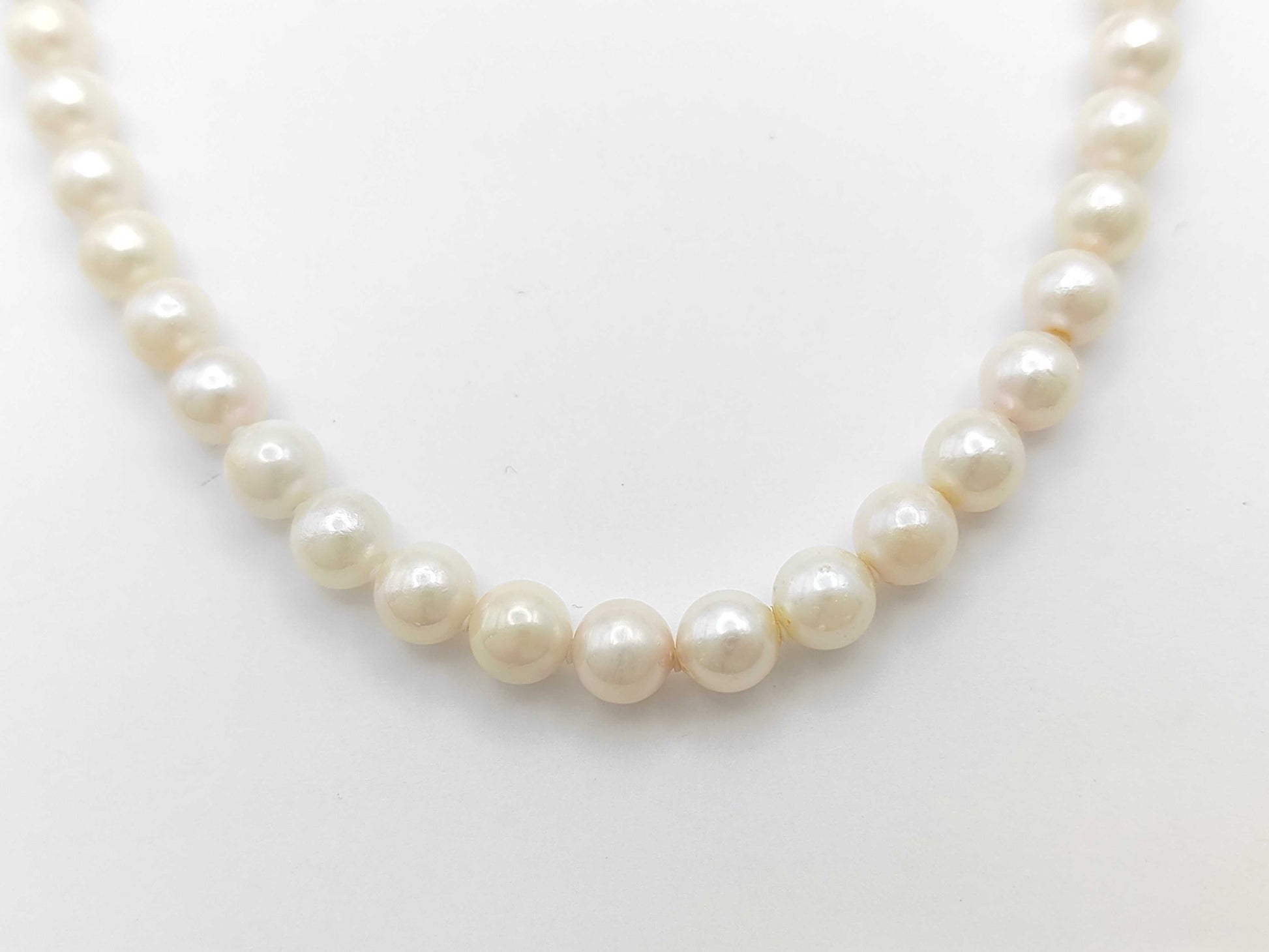 Pearl Necklace, Diameter: Approx. 6.4-6.8mm, Sterling Silver, 29.8g 