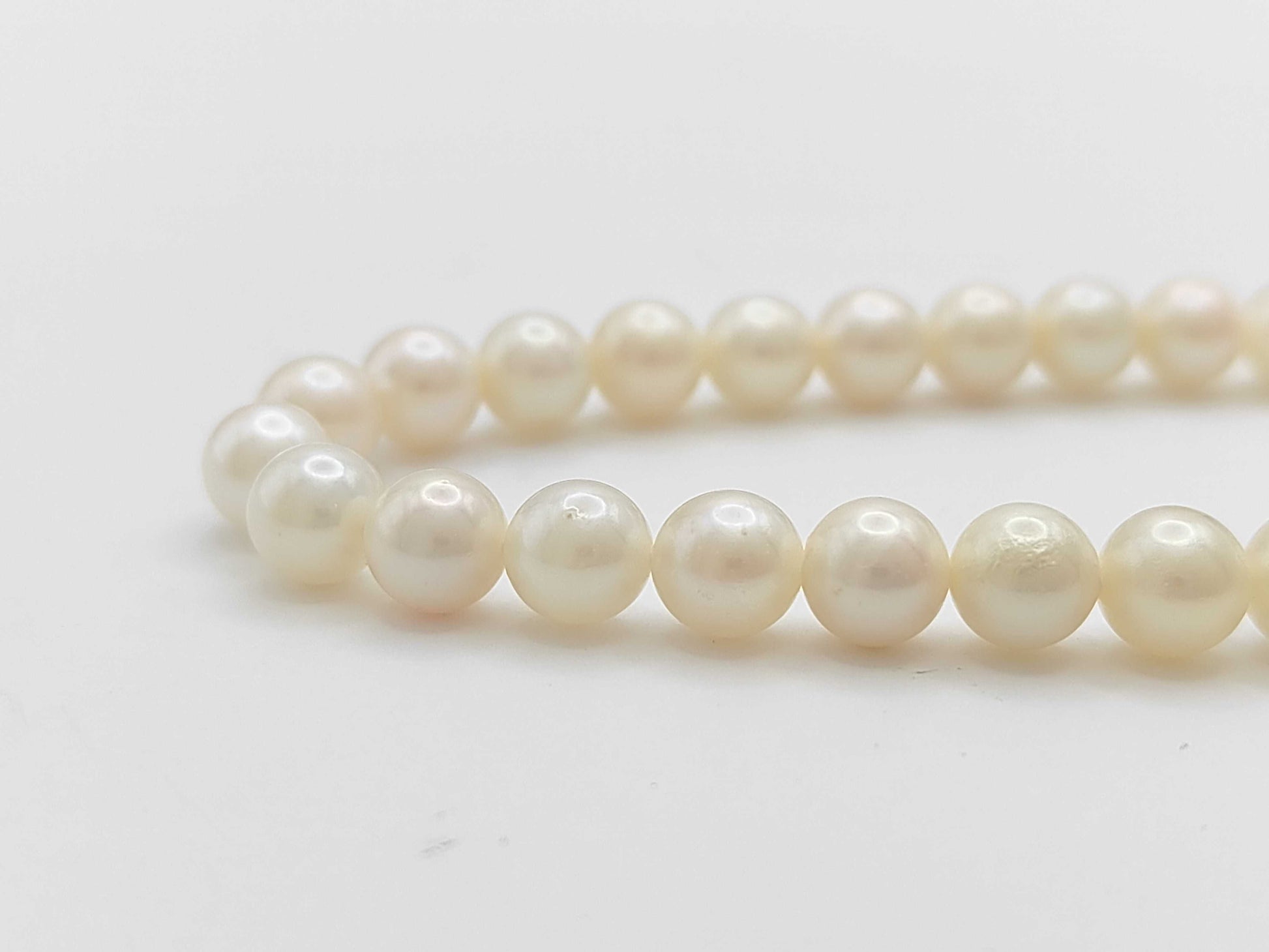 Pearl Necklace, Diameter: Approx. 6.5-6.9mm, Sterling Silver, 27.7g 