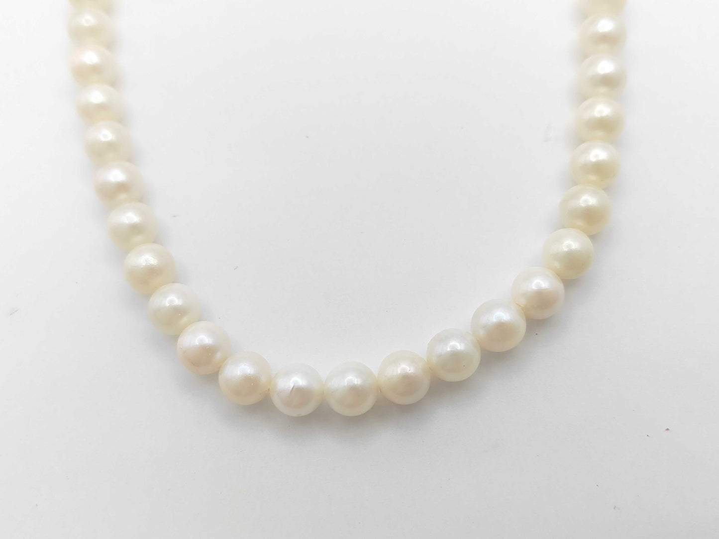 Pearl Necklace, Diameter: Approx. 6.5-6.9mm, Sterling Silver, 27.7g 