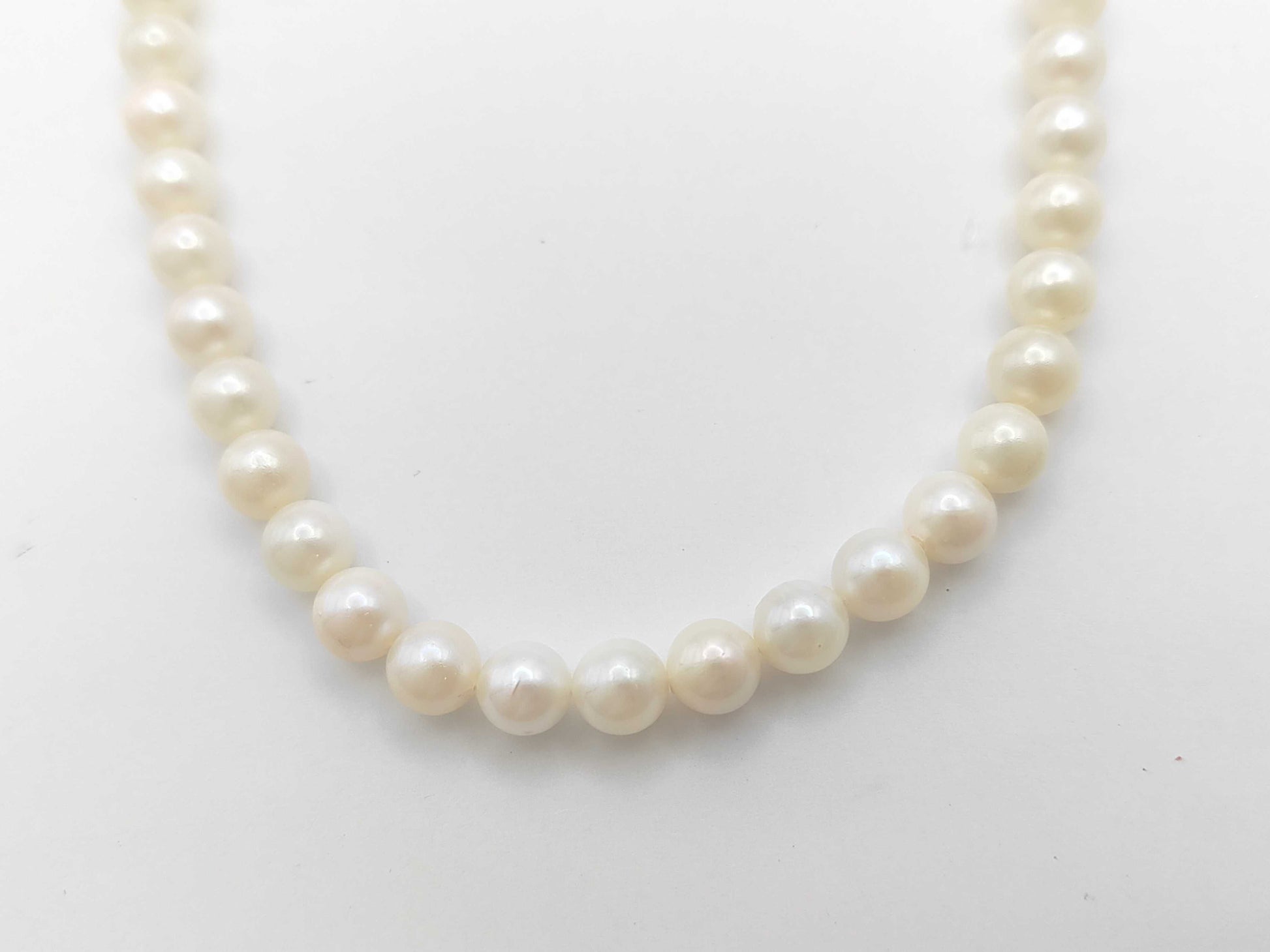 Pearl Necklace, Diameter: Approx. 6.5-6.9mm, Sterling Silver, 27.7g 