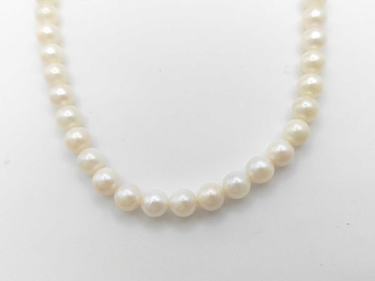 Pearl Necklace, Diameter: Approx. 6.5-6.9mm, Sterling Silver, 27.7g 