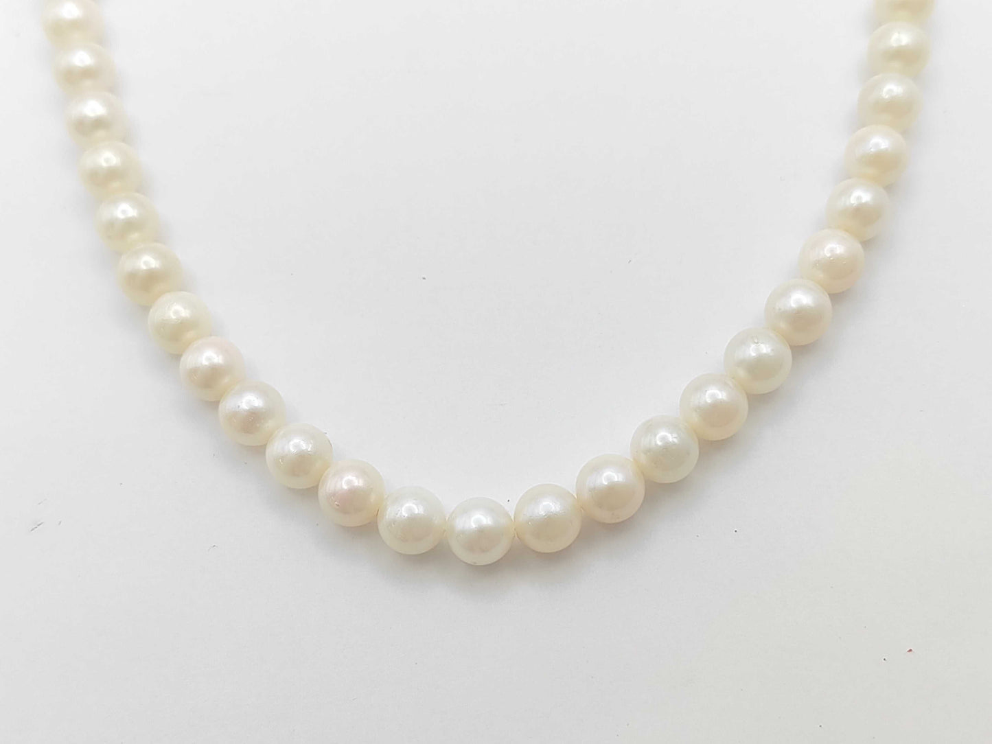 Pearl Necklace, Diameter: Approx. 6.5-6.9mm, Sterling Silver, 27.7g 