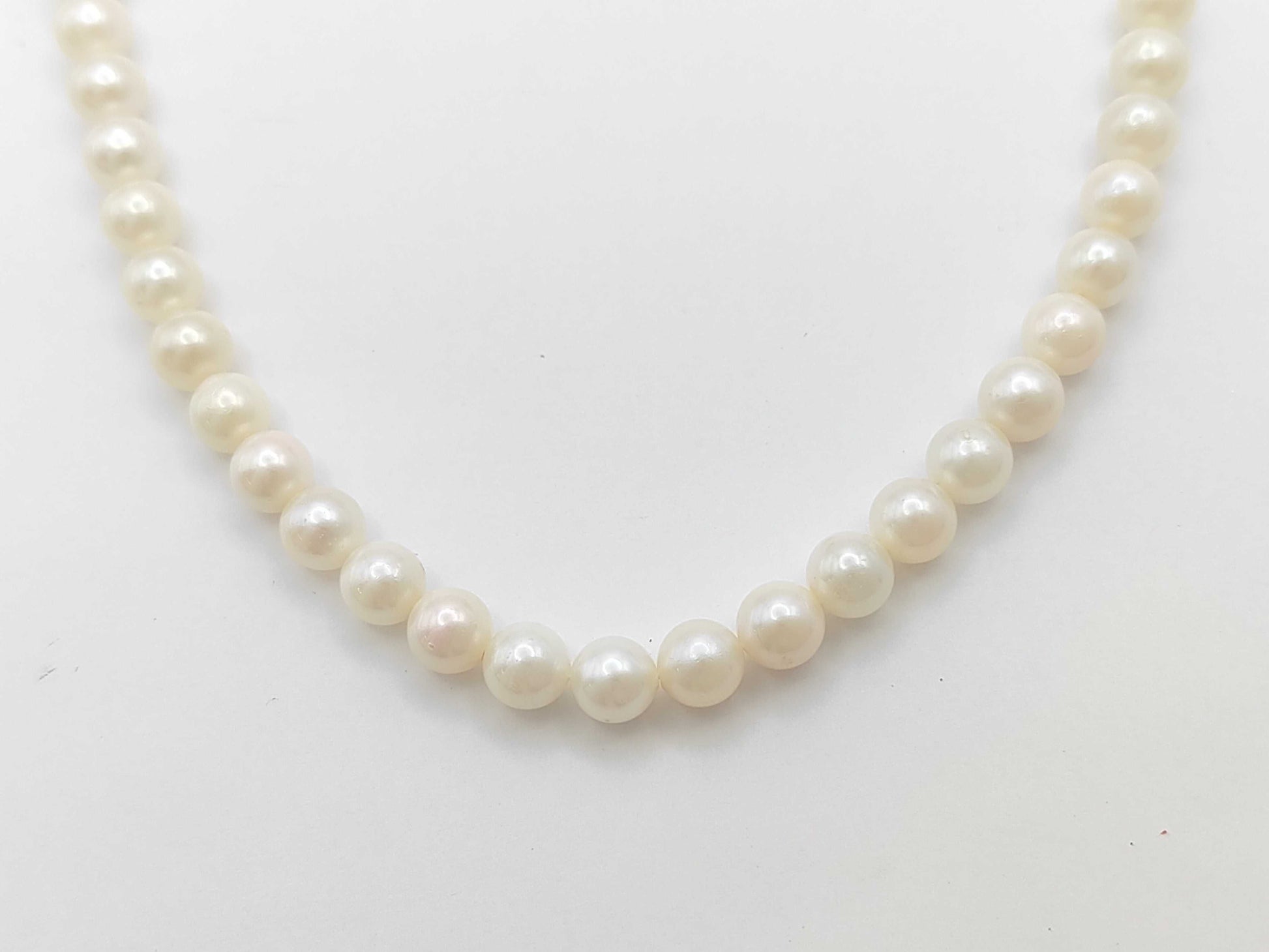 Pearl Necklace, Diameter: Approx. 6.5-6.9mm, Sterling Silver, 27.7g 