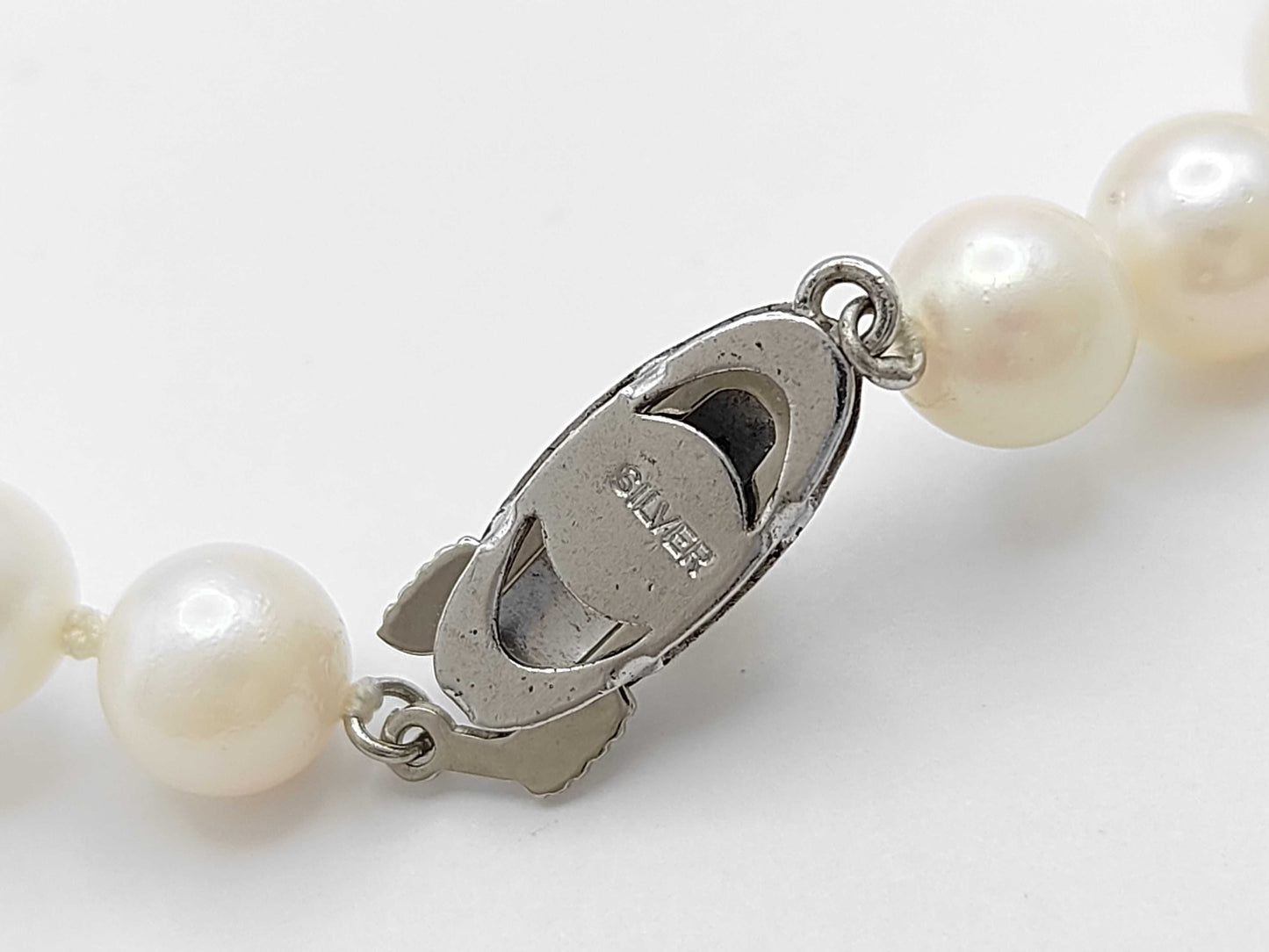 Pearl Necklace, Diameter: Approx. 6.5-6.9mm, Sterling Silver, 27.7g 