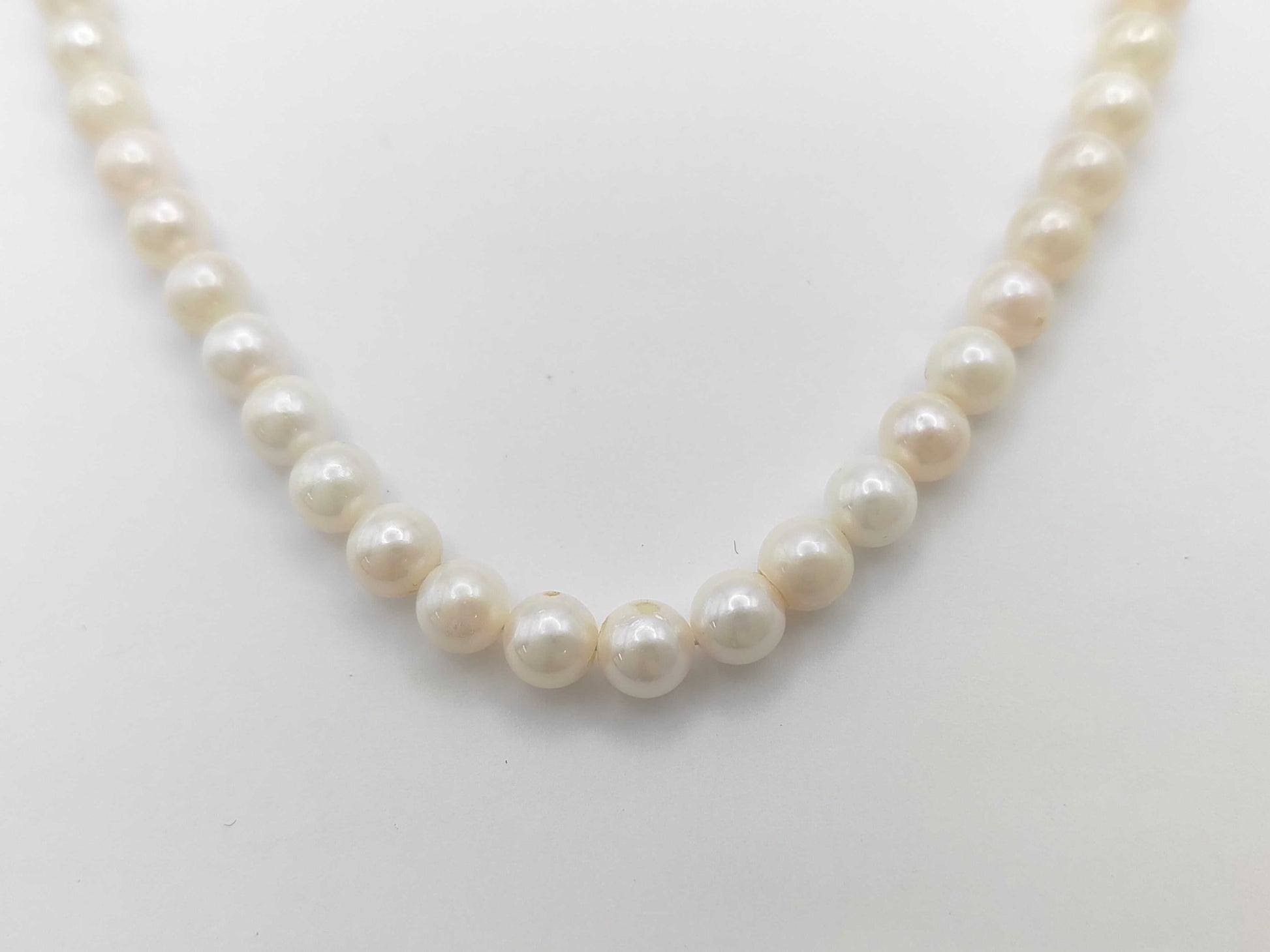 Pearl Necklace, Diameter: Approx. 7.0-7.2mm, Sterling Silver, 32.5g 