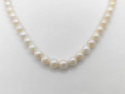 Pearl Necklace, Diameter: Approx. 7.0-7.2mm, Sterling Silver, 32.5g 