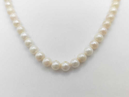 Pearl Necklace, Diameter: Approx. 7.0-7.2mm, Sterling Silver, 32.5g 