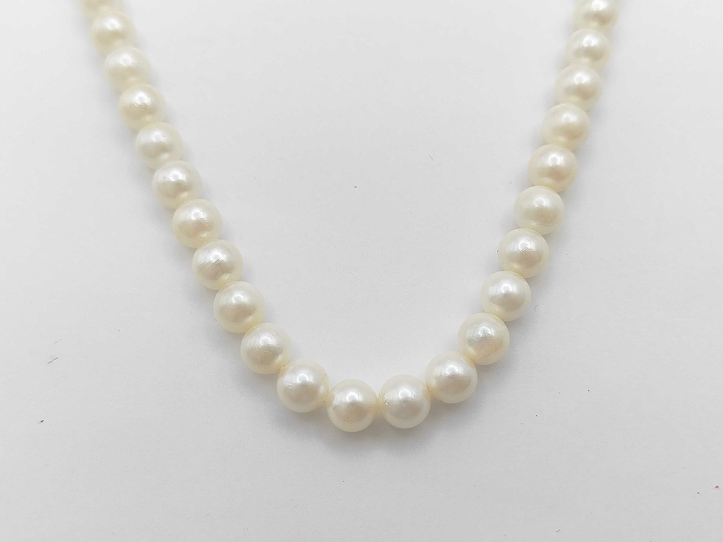 Pearl Necklace, Diameter: Approx. 6.4-6.9mm, Sterling Silver, 29.5g 