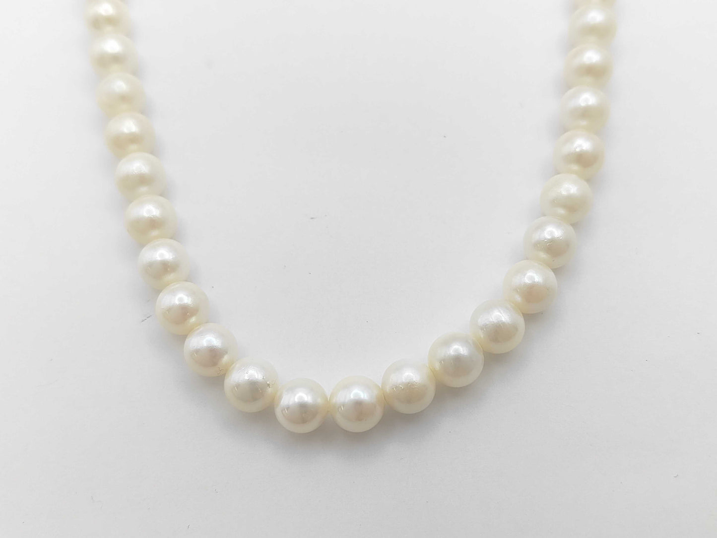 Pearl Necklace, Diameter: Approx. 6.4-6.9mm, Sterling Silver, 29.5g 
