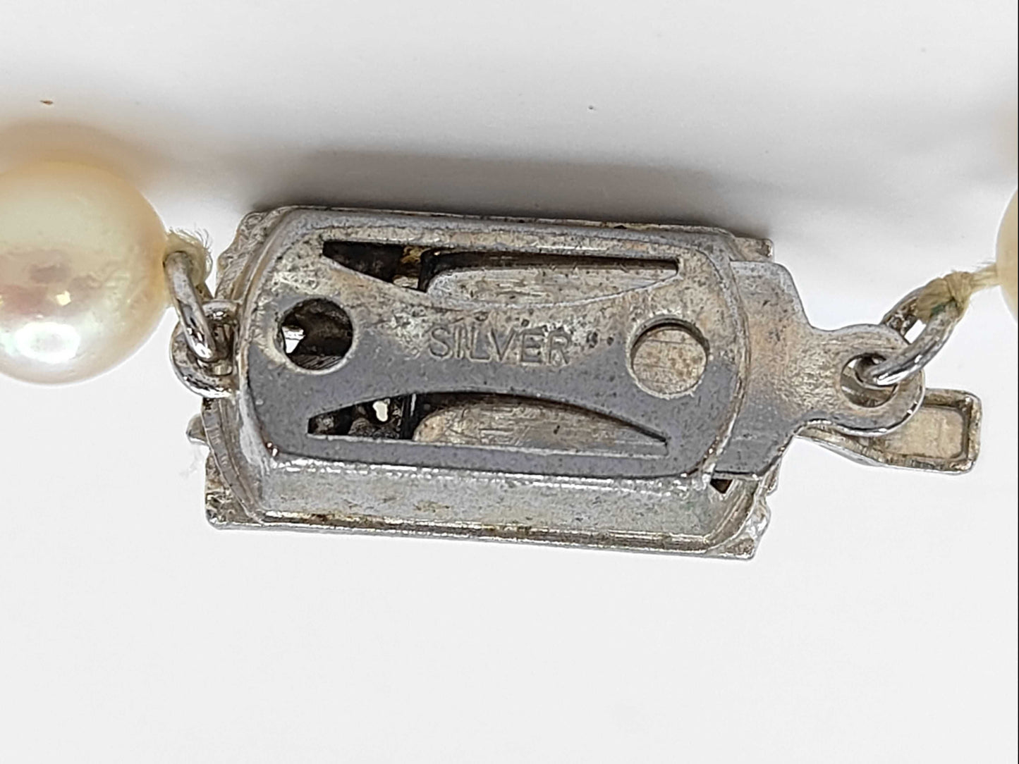 Pearl Necklace, Diameter: Approx. 6.0-6.4mm, Silver, 25.5g 