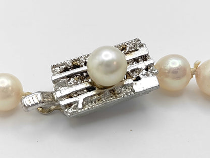 Pearl Necklace, Diameter: Approx. 6.0-6.4mm, Silver, 25.5g 