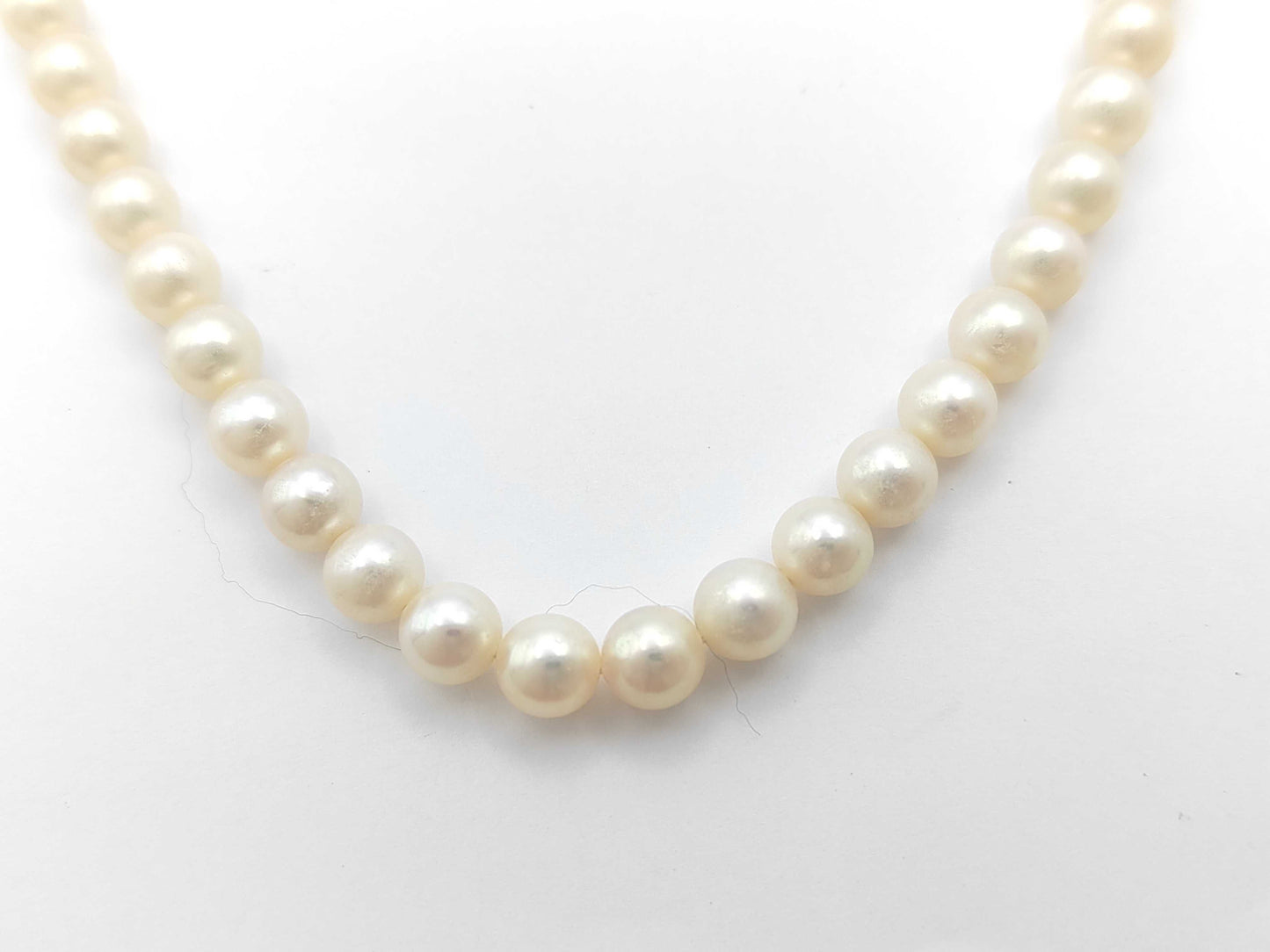 Pearl Necklace, Diameter: Approx. 6.0-6.4mm, Silver, 25.5g 