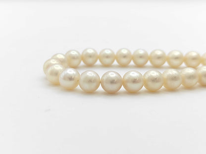 Pearl Necklace, Diameter: Approx. 6.0-6.4mm, Silver, 25.5g 