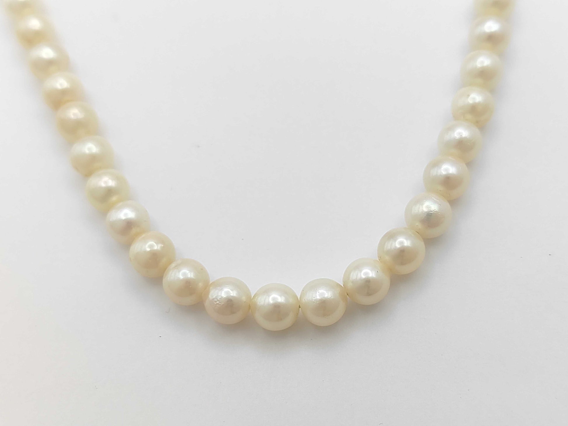 Pearl Necklace, Diameter: Approx. 6.0-6.4mm, Sterling Silver, 22.5g 