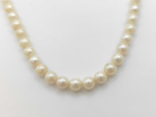 Pearl Necklace, Diameter: Approx. 6.0-6.4mm, Sterling Silver, 22.5g 