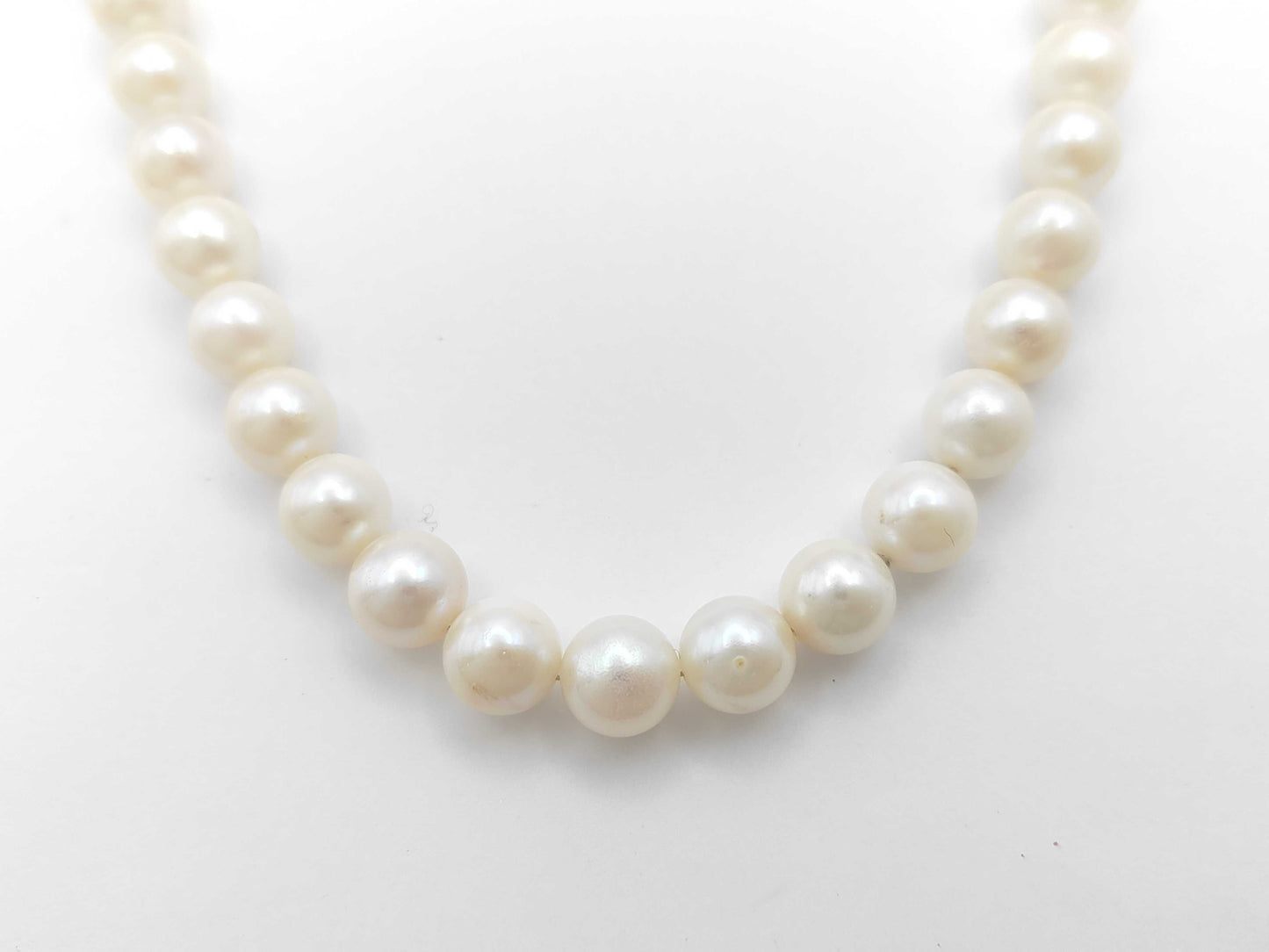Pearl Necklace, Diameter: Approx. 8.4-8.9mm, Sterling Silver, 43.1g 