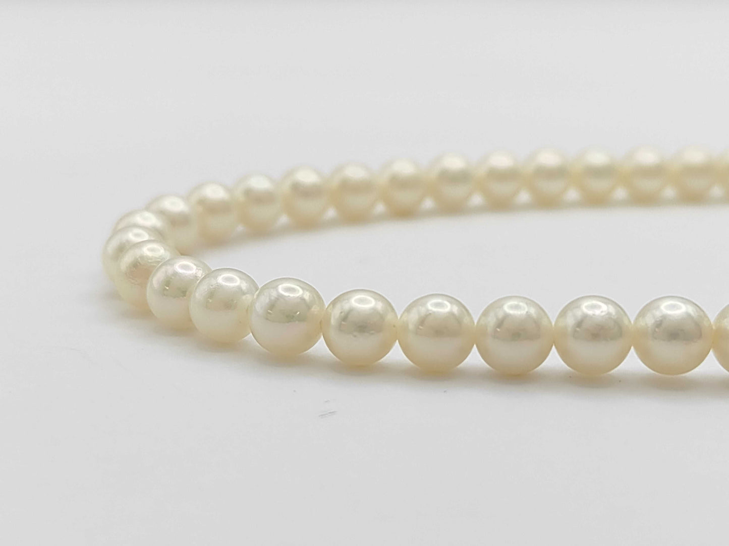 Pearl Necklace, Diameter: Approx. 5.5-5.9mm, Silver, 20.4g 