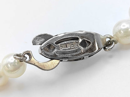 Pearl Necklace, Diameter: Approx. 5.5-5.9mm, Silver, 20.4g 