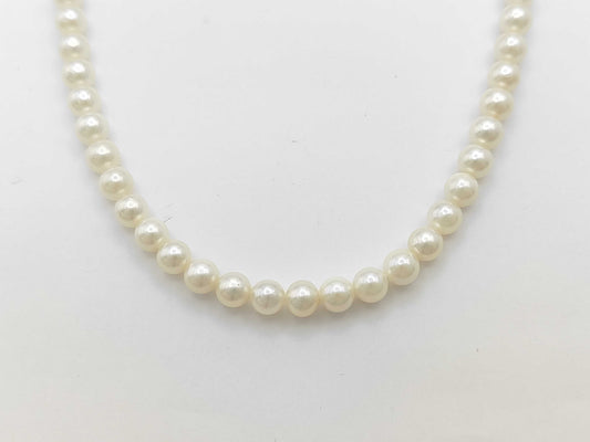 Pearl Necklace, Diameter: Approx. 5.5-5.9mm, Silver, 20.4g 