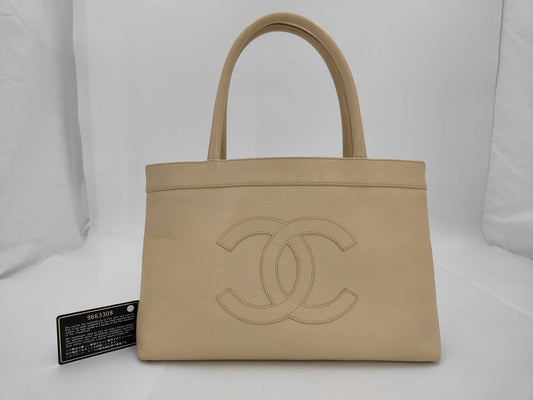 CHANEL CHANEL Deca Coco Mark Caviar Skin Tote Bag