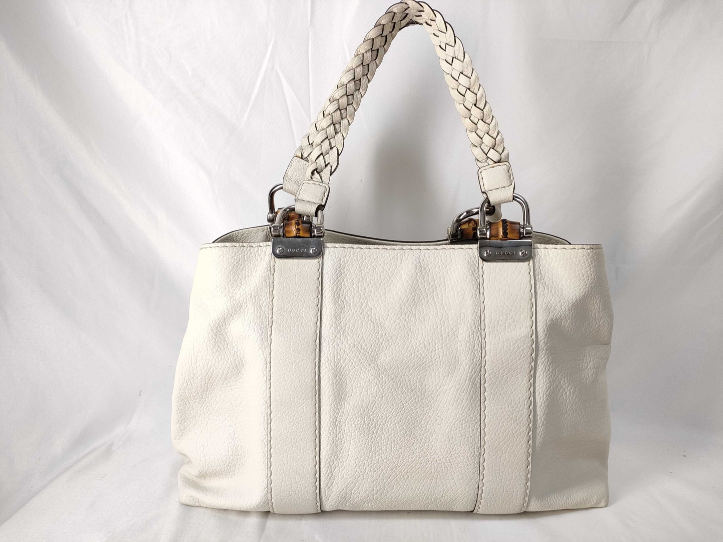 GUCCI GUCCI Bamboo Braided Leather Tote Bag